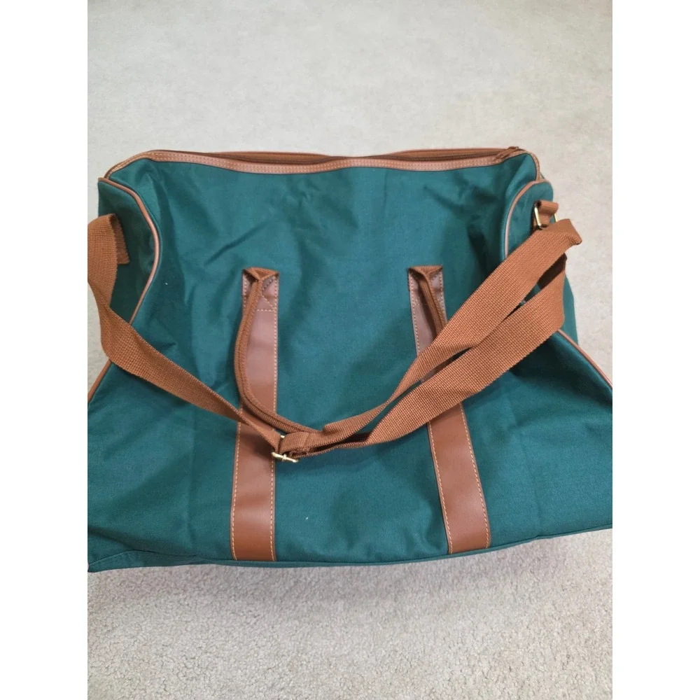 PoloRalphLauren Vintage Duffle Bag Green Canvas Weekend Travel Luggage Pony Logo